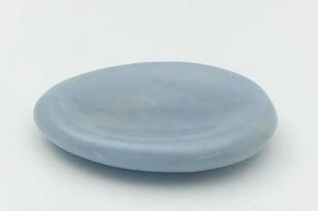 Soulful Calm Angelite Worry Stone: Soulful Calm Angelite Worry Stone Worry stones are smooth stones with an indent that are said to ease stress and worry. Common to Buddhist meditation, it is said that a monk would start meditating