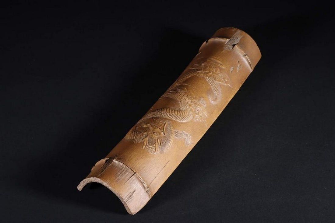 Purple Clay Bamboo Armrest With Cloud Dragon Motif (1 of 9)