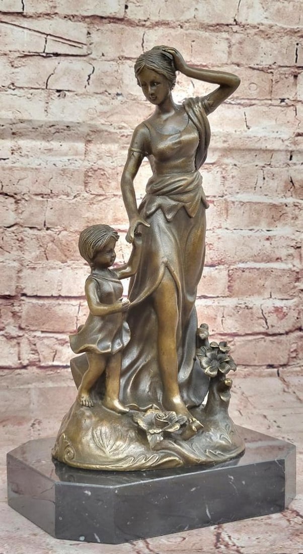 Mother & Daughter Bond Bronze Sculpture by Milo - 13.5" x 8.5": Mother & Daughter Bond Bronze Sculpture by Milo - 13.5" x 8.5" This exquisite bronze sculpture by Milo beautifully captures the intimate connection between a mother and her daughter. Elega