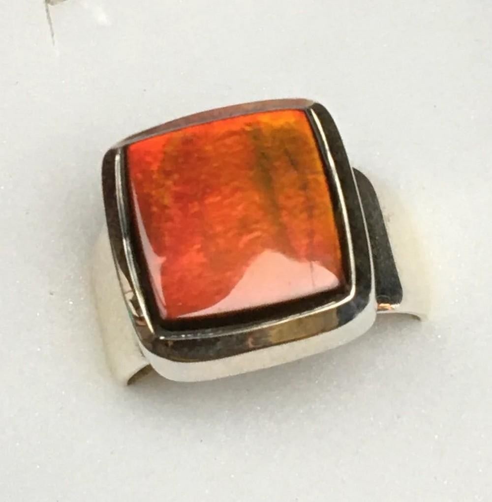 Elemental Light Ammolite Ring - Size 8 - 2