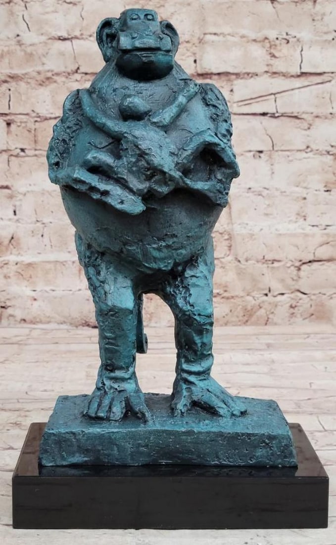 Pablo Picasso 'Baboon and Young' Signed Inspired Bronze Art Sculpture on Marble Base - 12" x 6.5": Pablo Picasso 'Baboon and Young' Signed Inspired Bronze Art Sculpture on Marble Base - 12" x 6.5" Immerse your space in the timeless allure of Pablo Picasso's artistic vision with