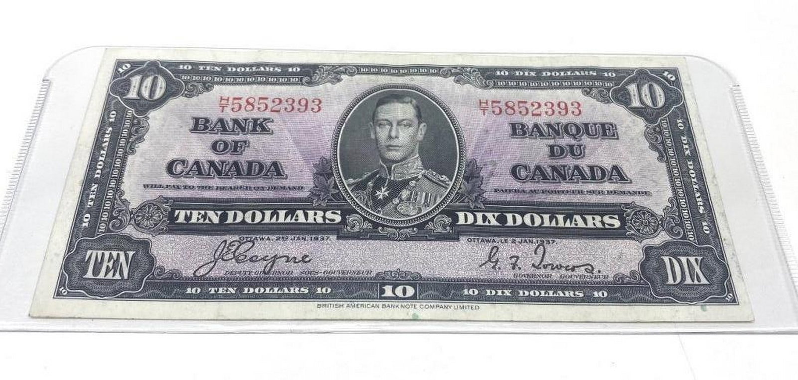 1937 Bank Of Canada $10 Bank Note - H/T 5852393 - Coyne & Towers (1 of 2)