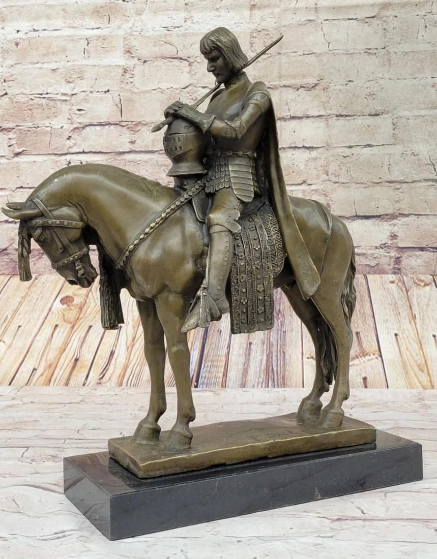 King Arthur Inspired Bronze Sculpture by Bruno Zach - 15" x 12": King Arthur Inspired Bronze Sculpture by Bruno Zach - 15" x 12" This exceptional bronze sculpture by artist Bruno Zach (1891-1935) captures the legendary King Arthur of Camelot in a moment of