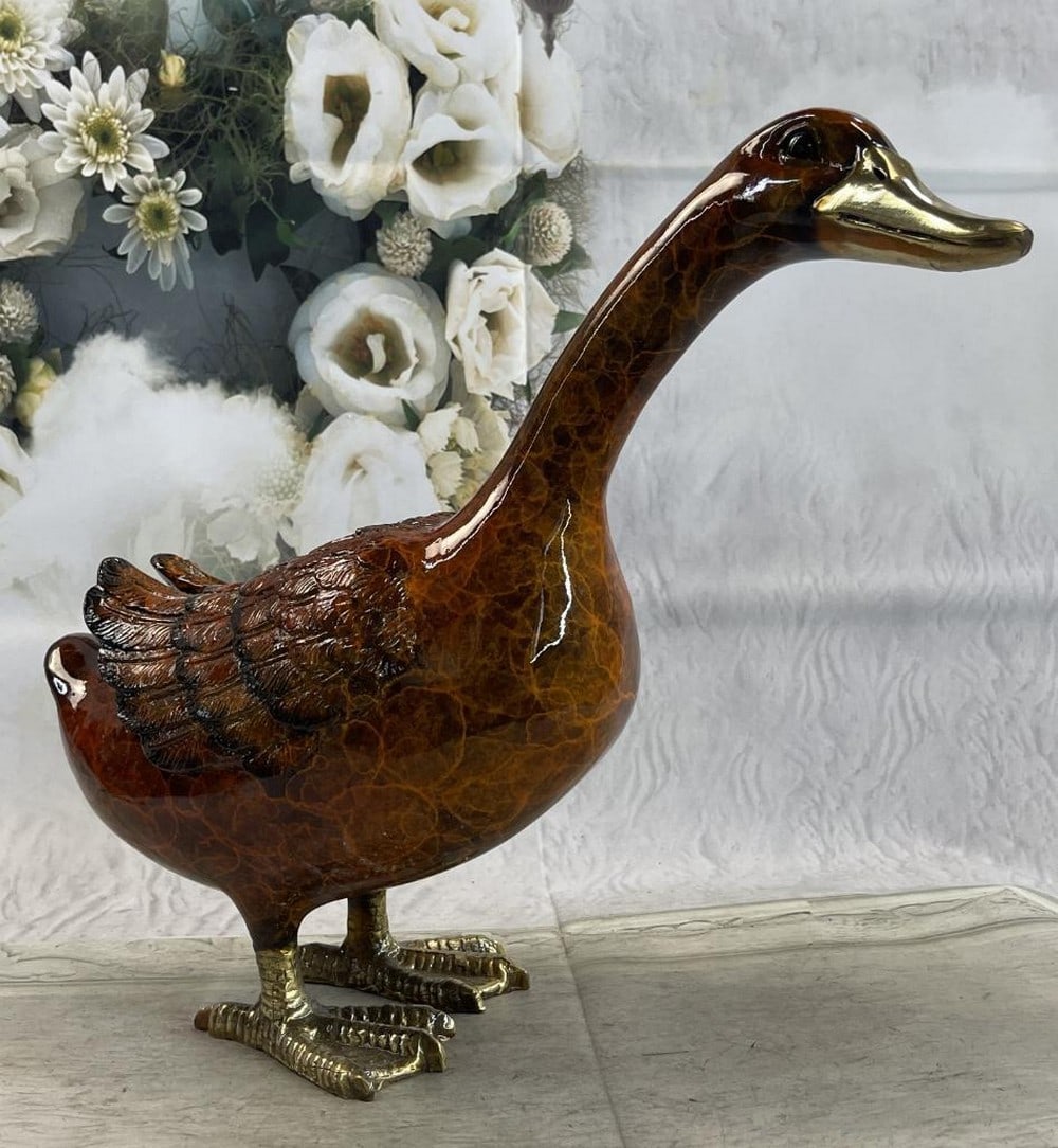 Austrian Vienna Bronze Garden Duck Statue: Austrian Vienna Bronze Garden Duck Statue Delightful Duck Bronze Sculpture.This bronze sculpture was produced using the Lost Wax casting method. The Lost Wax Cast method is the mo