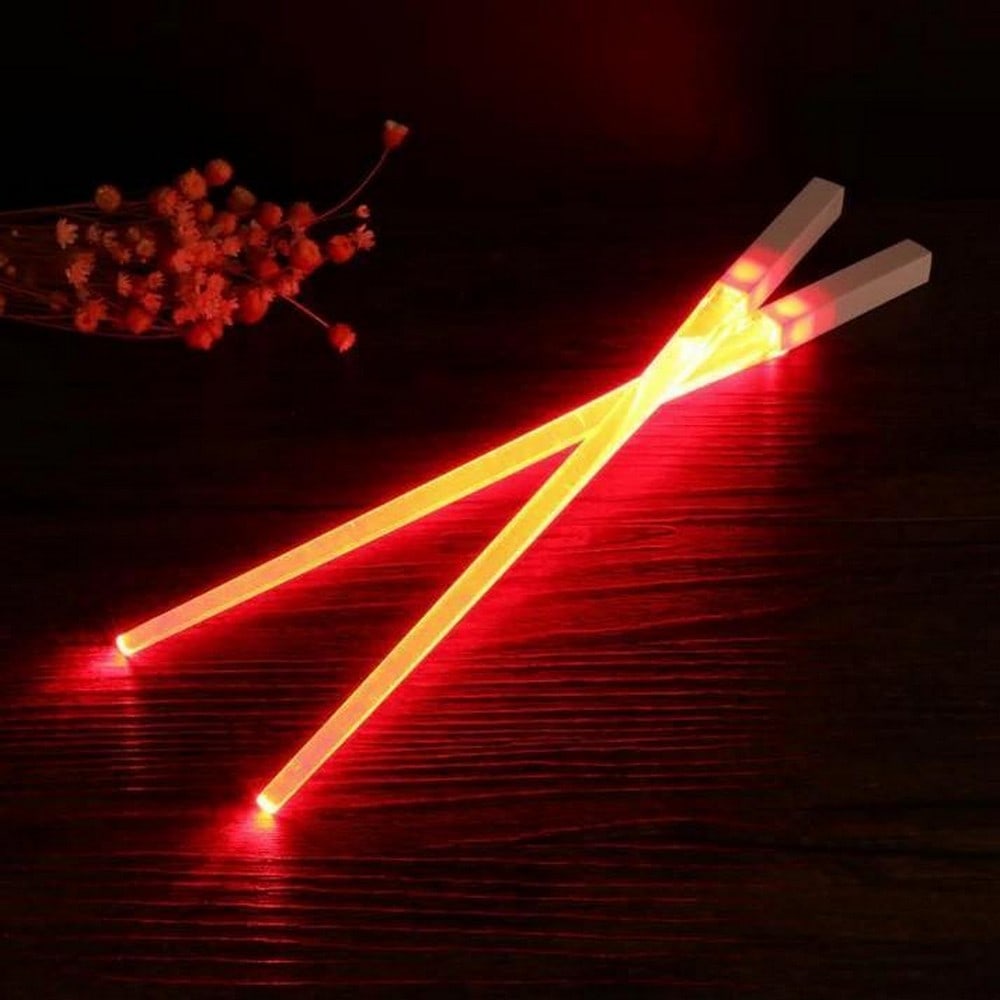 Glow & Go: Illuminated Chopsticks: Glow & Go: Illuminated Chopsticks A fun and innovative dining experience that adds a splash of color to your meals! These LED chopsticks feature a sleek design that lights up, creating a vibrant g