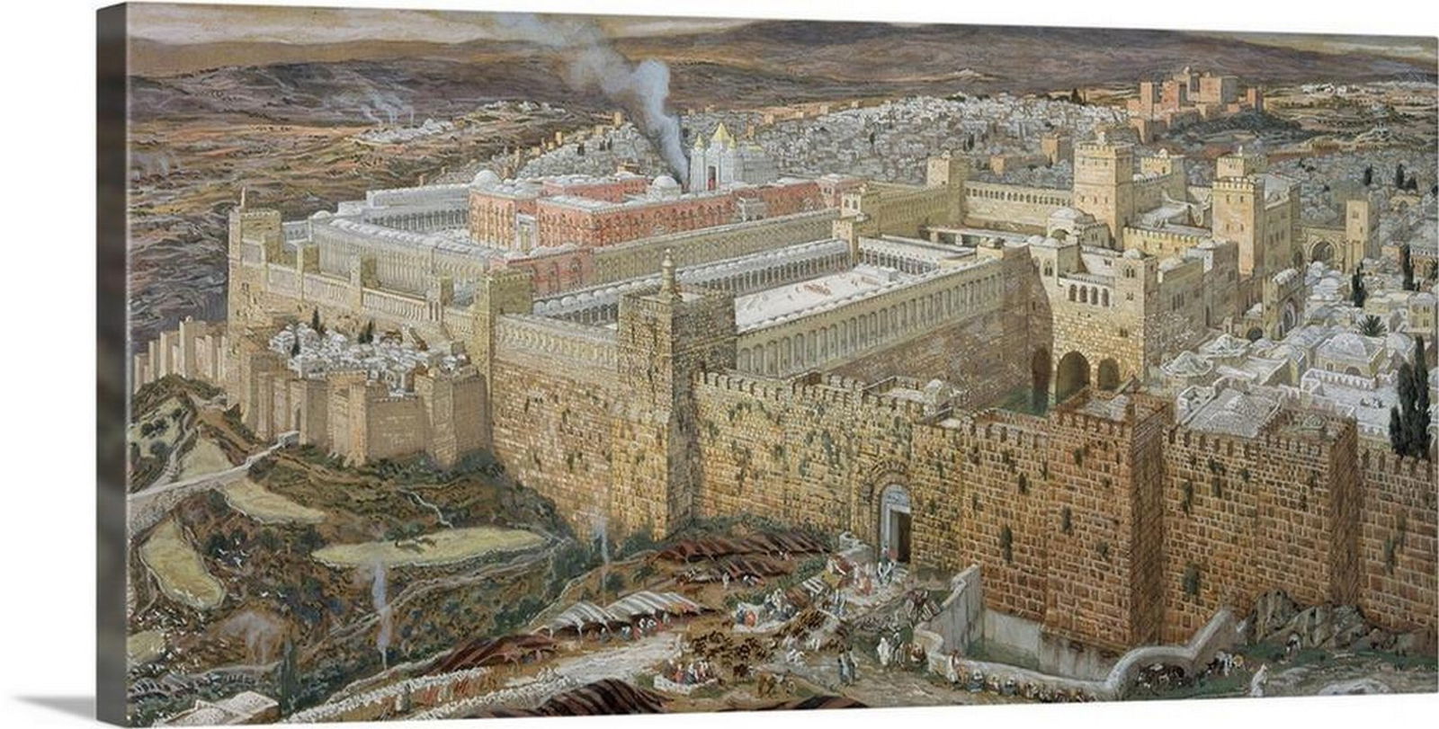 Jerusalem and Temple of Herod in Our Lord's Time Wall Art Canvas Reproduction: Jerusalem and Temple of Herod in Our Lord's Time Wall Art Canvas Reproduction by James Jacques Joseph Tissot – 30" x 15" James Jacques Joseph Tissot was a French painter and illustrator