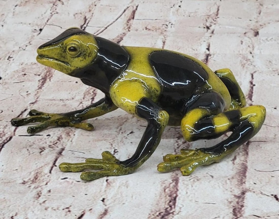 Frogman Bronze Frog Original Sculpture by Marius - 3.5" x 7": Frogman Bronze Frog Original Sculpture by Marius - 3.5" x 7" This captivating bronze frog sculpture by artist Marius combines charm and elegance, capturing the lifelike detail of a frog in a p