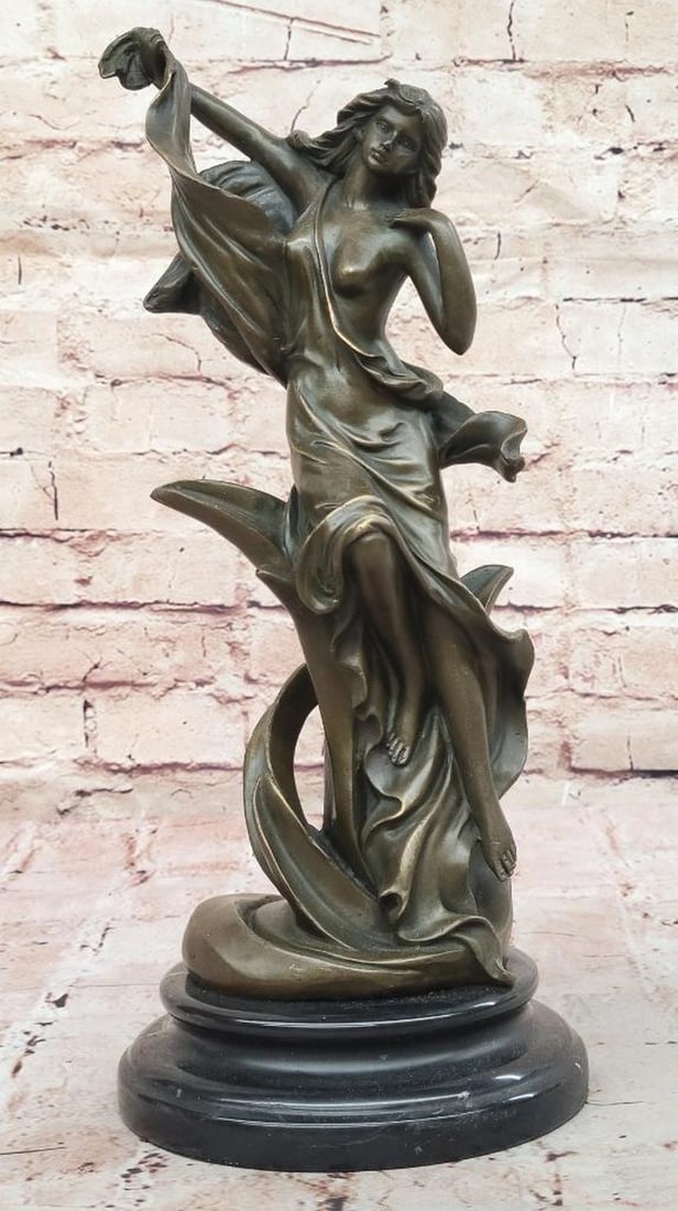 Elegant Maiden Bronze Sculpture by Kassin - 14" x 7": Elegant Maiden Bronze Sculpture by Kassin - 14" x 7" This exquisite bronze sculpture by Kassin captures the timeless grace of the female form with masterful artistry. Crafted using the traditi