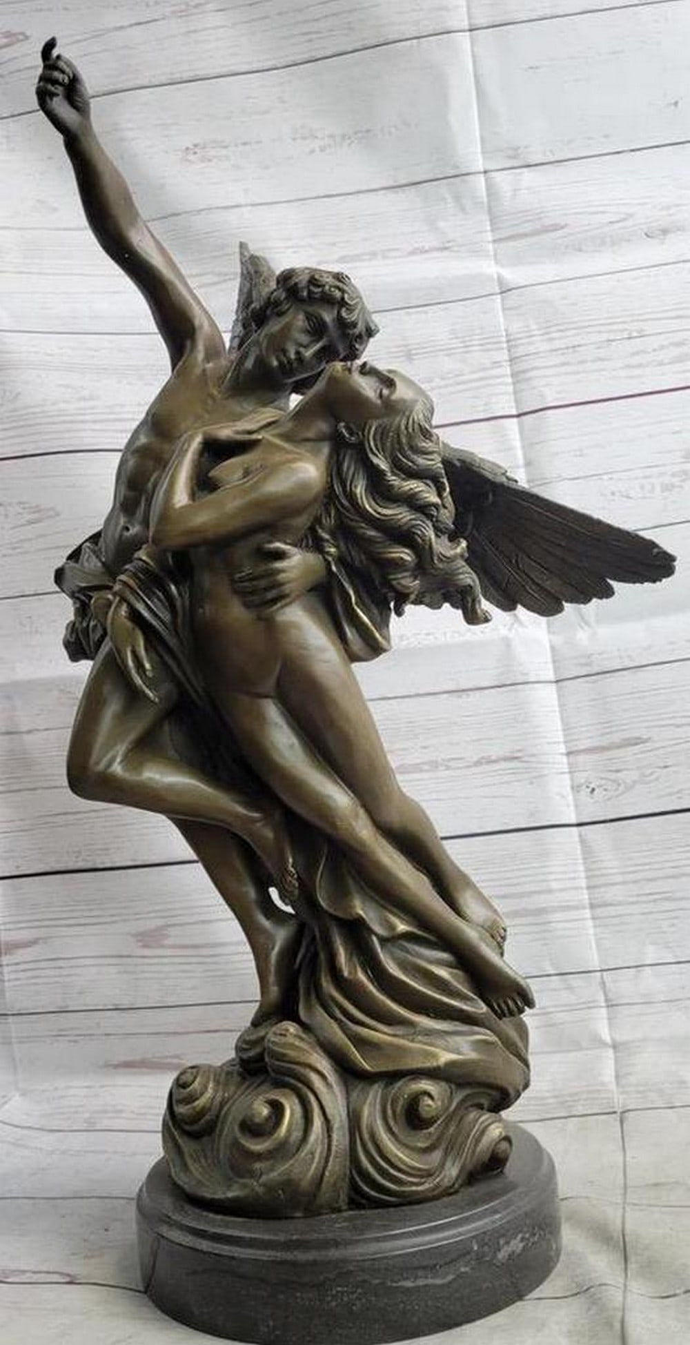 Angel Taking Women to the Light Bronze Sculpture - 23" x 14": Angel Taking Women to the Light Bronze Sculpture - 23" x 14" This extraordinary bronze sculpture pays tribute to victory through the awe-inspiring Gloria Victis, crafted by French artist Aug