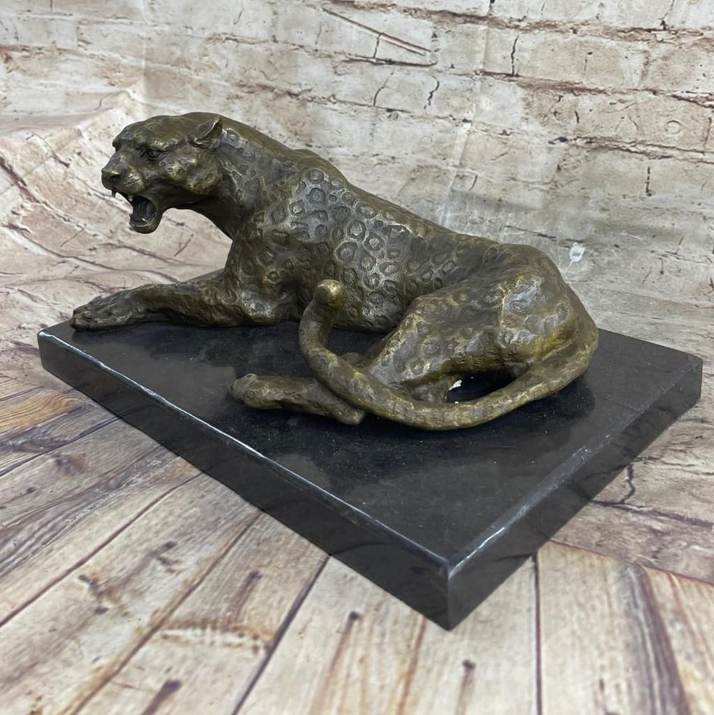 Large Leopard Bronze Sculpture - 2