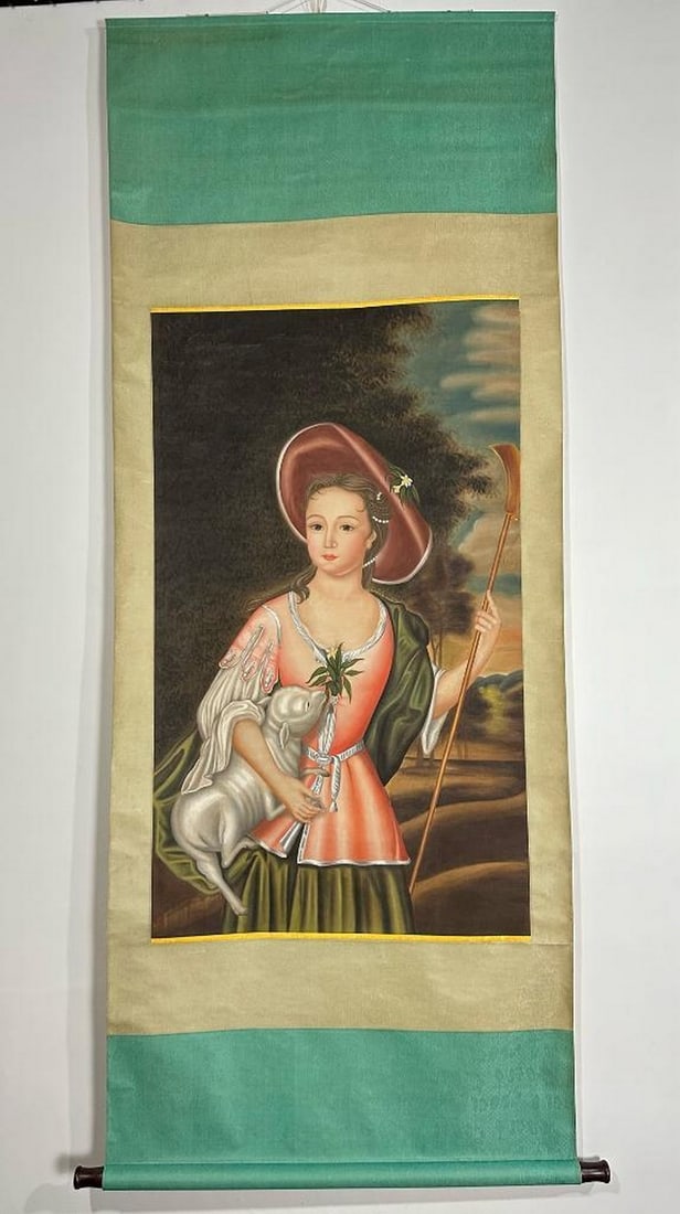 Pastoral Portrait with Lamb – Inspired Scroll by Lang Shining (1 of 6)