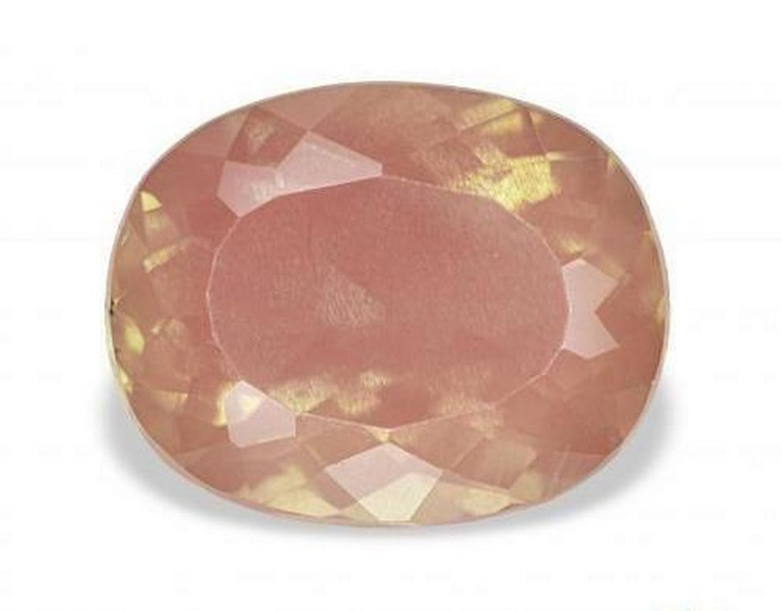 3.39 ct Natural Light Peach Orange Andesine Labradorite, Cushion Cut, Transparent, Congo: 3.39 ct Natural Light Peach Orange Andesine Labradorite, Cushion Cut, Transparent, Congo Natural andesine labradorite gemstone weighing 3.39 carats, cut in a cushion facet shape with a light peach ora