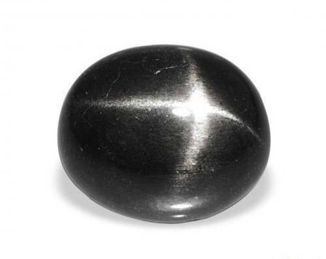 5.49 ct Natural Black Star Diopside, Oval Cabochon, Opaque, India (1 of 3)