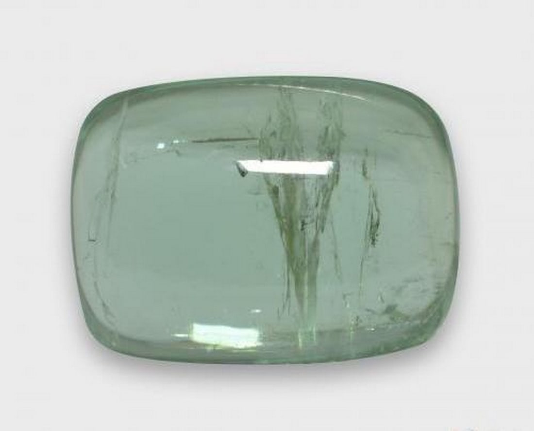3.19 ct Natural Very Light Yellow Green Tourmaline, Cushion Cabochon, Transparent, Mozambique (1 of 2)