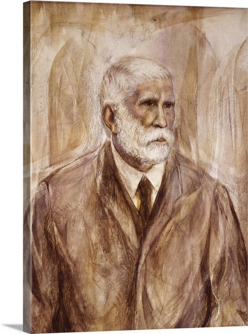 Antoni Gaudi Canvas Reproduction – 18" × 24": Antoni Gaudi Canvas Reproduction – 18" × 24" This canvas reproduction features a portrait of Antoni Gaudi (1852–1926), the iconic Spanish architect known for his extraordinary contributio