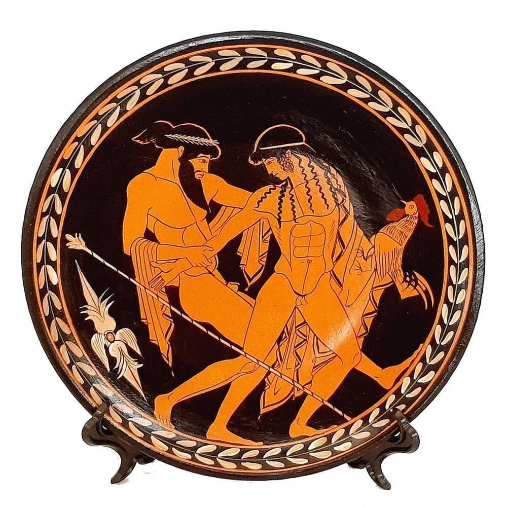 Greek Red Figure Ceramic Plate Zeus and Ganymedes Replica (1 of 4)
