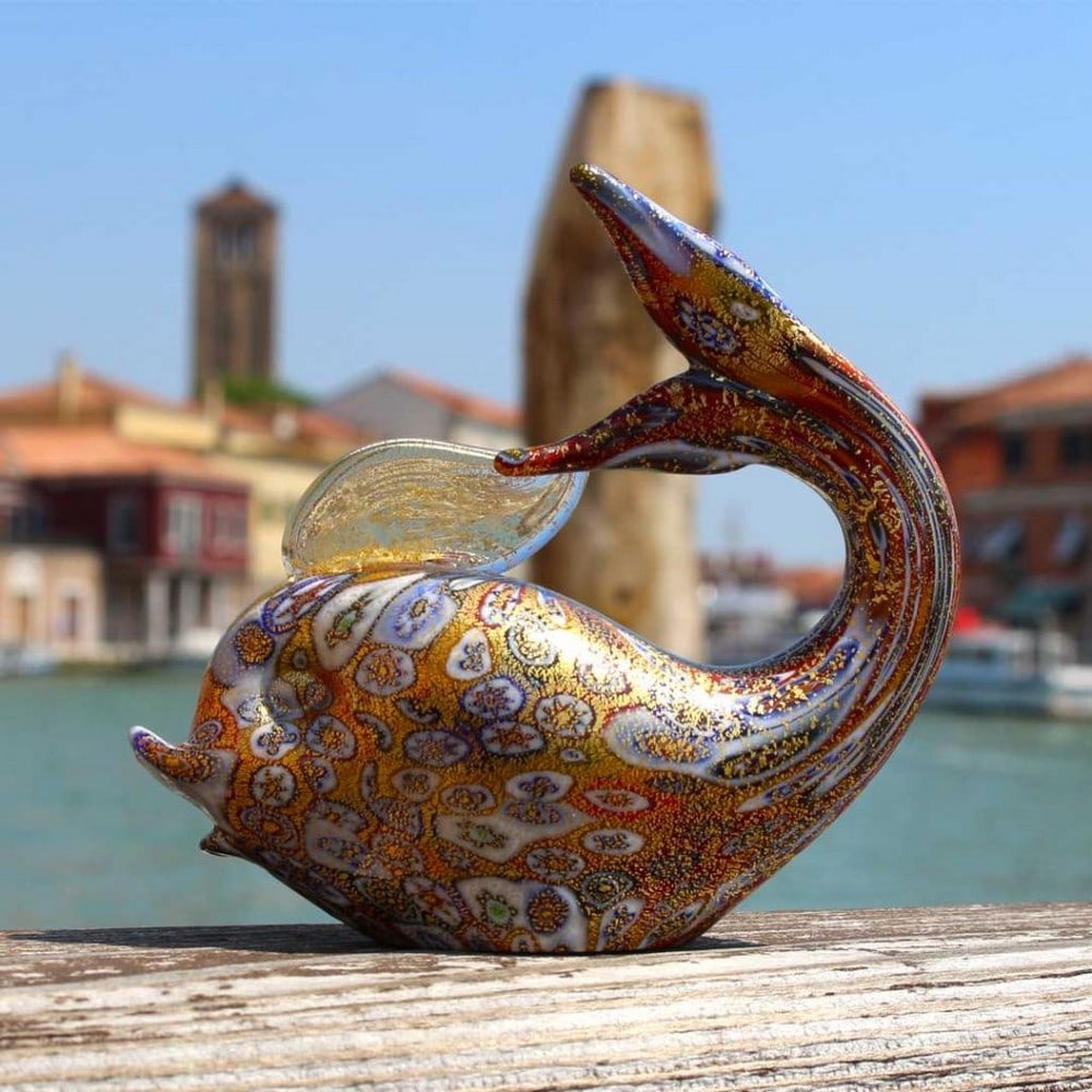 Golden Murrine Whale – Handcrafted Murano Glass (1 of 4)