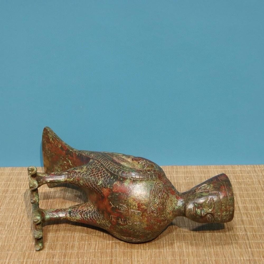 Bronze Human-Face Bird Statue - 6