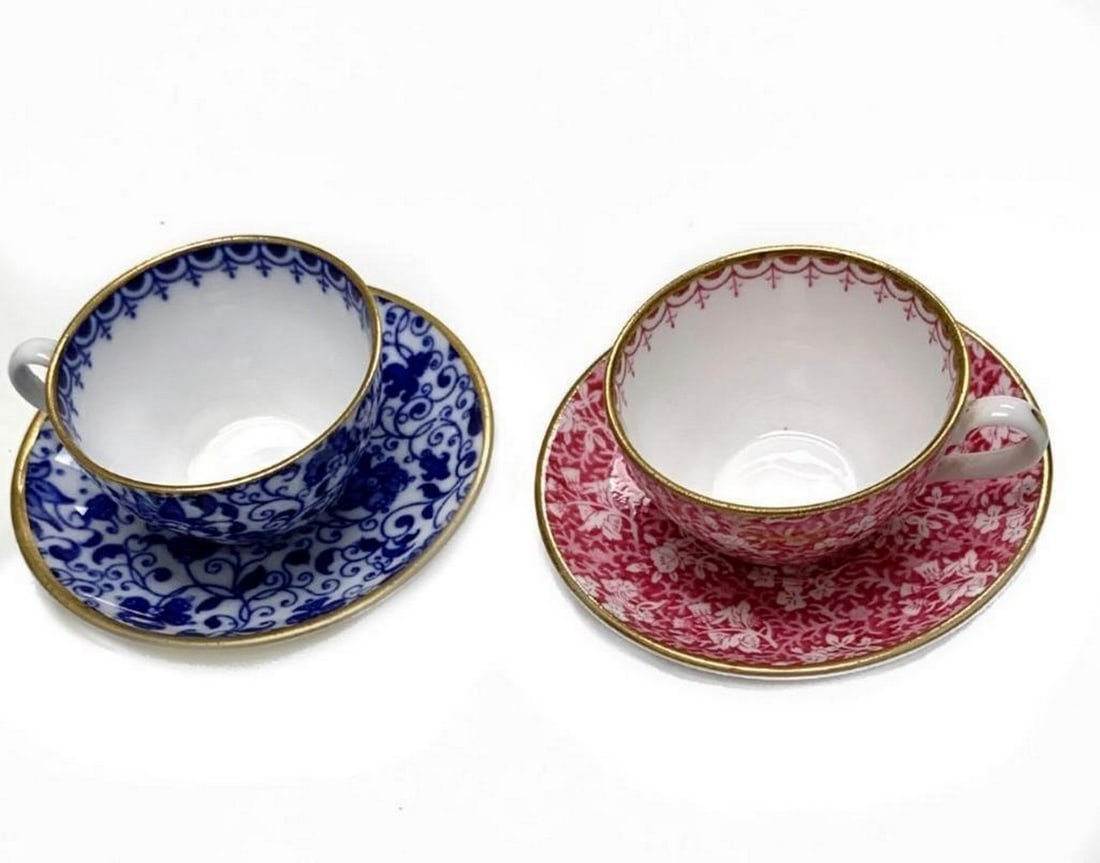 Lot of 2 Pink and Blue Dainty Teacups: Lot of 2 Pink and Blue Dainty Miniature Teacups View Photos for Further Details.