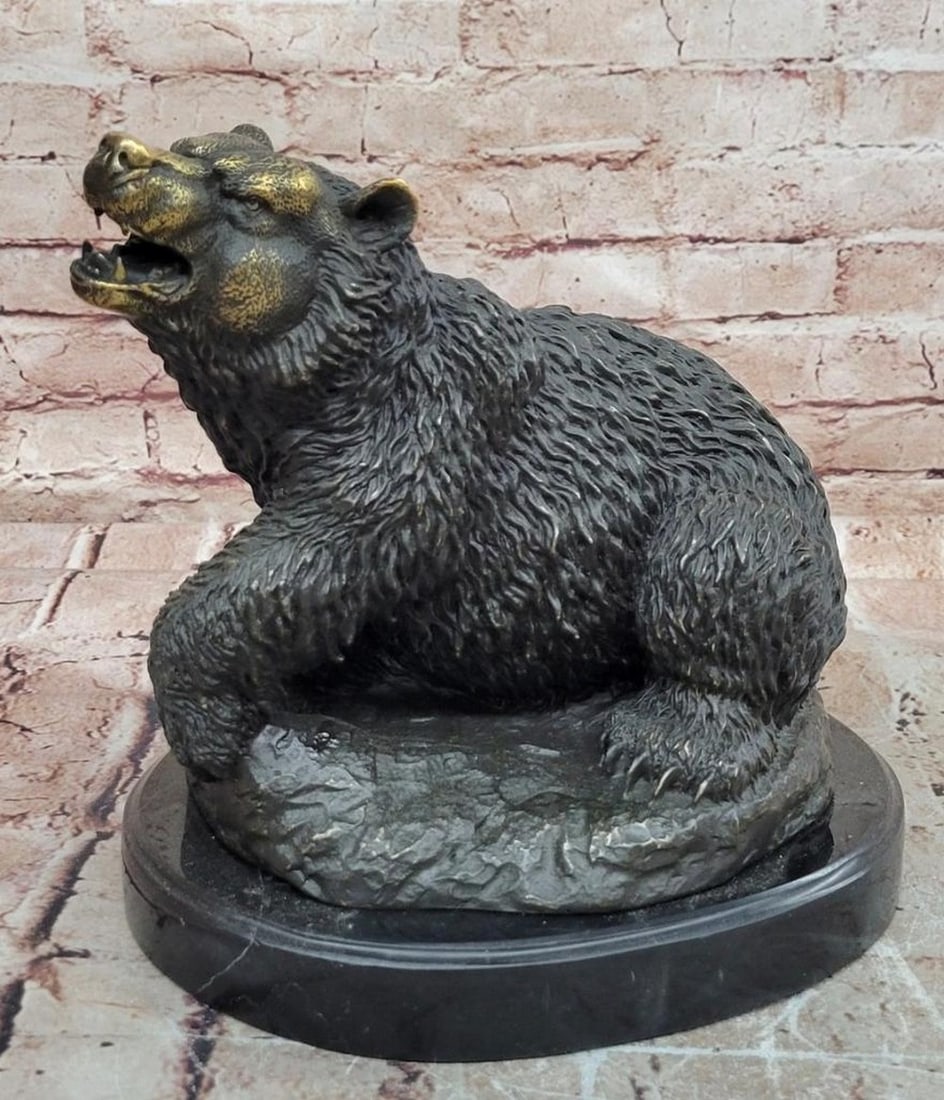 Miguel Lopez (Milo) Original Bronze Sculpture of Brown Bear – 9.5" x 12": Miguel Lopez (Milo) Original Bronze Sculpture of Brown Bear – 9.5" x 12" This bronze sculpture depicts a brown bear, rendered with attention to texture, proportion, and naturalistic posture.