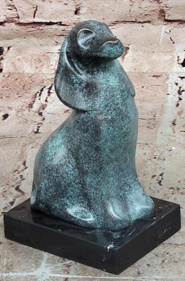 Miguel Lopez (Milo) Original Bronze Sculpture of Dog – 6.5" x 4": Miguel Lopez (Milo) Original Bronze Sculpture of Dog – 6.5" x 4" This bronze sculpture depicts an abstract representation of a dog, rendered with simplified lines and flowing form. The compo