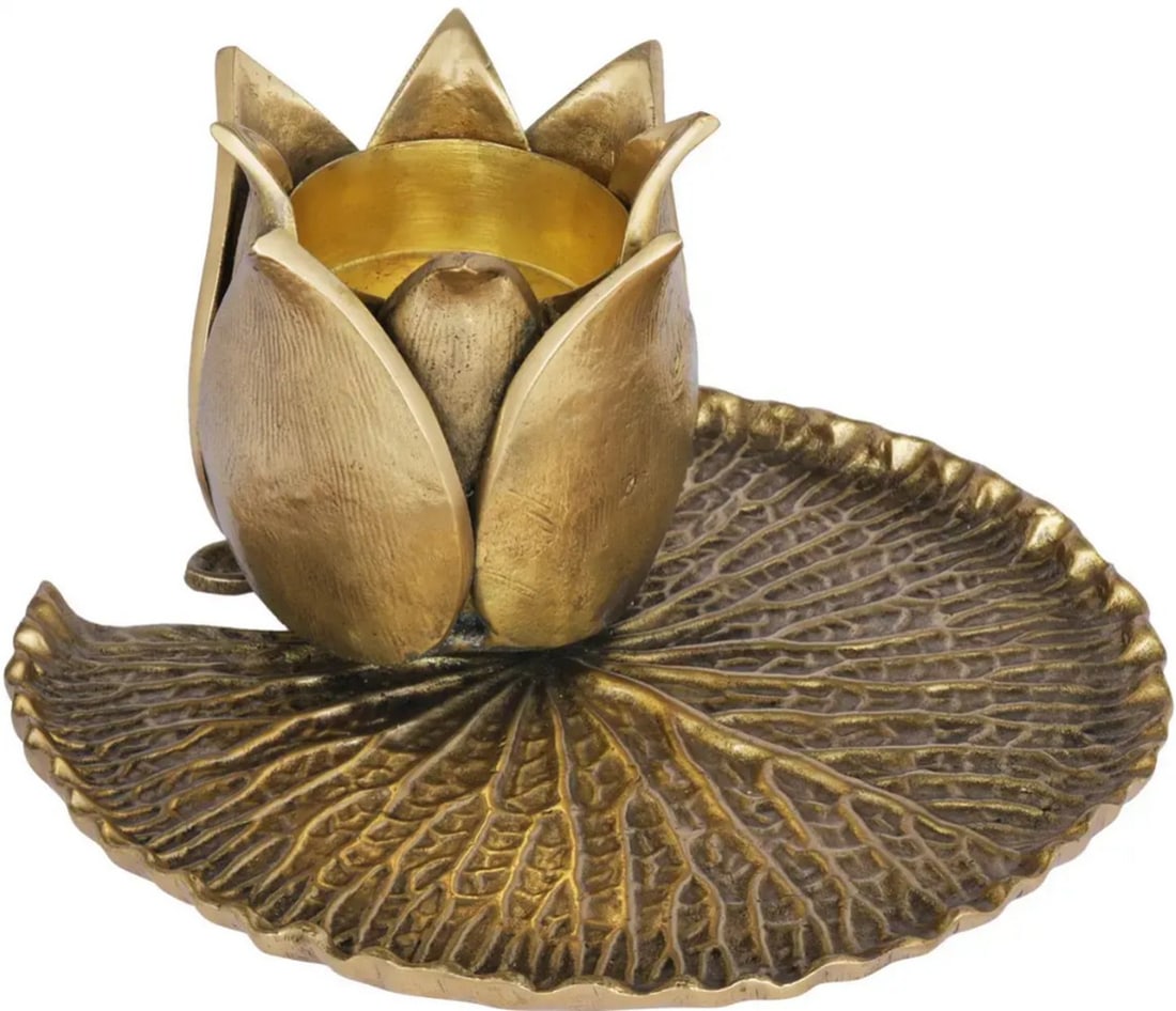Brass Lotus Flower Candle Stand (1 of 4)