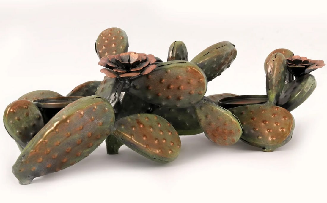 18" Iron Cactus Design Candle Holder – Rustic Desert-Inspired Home Accent (1 of 5)