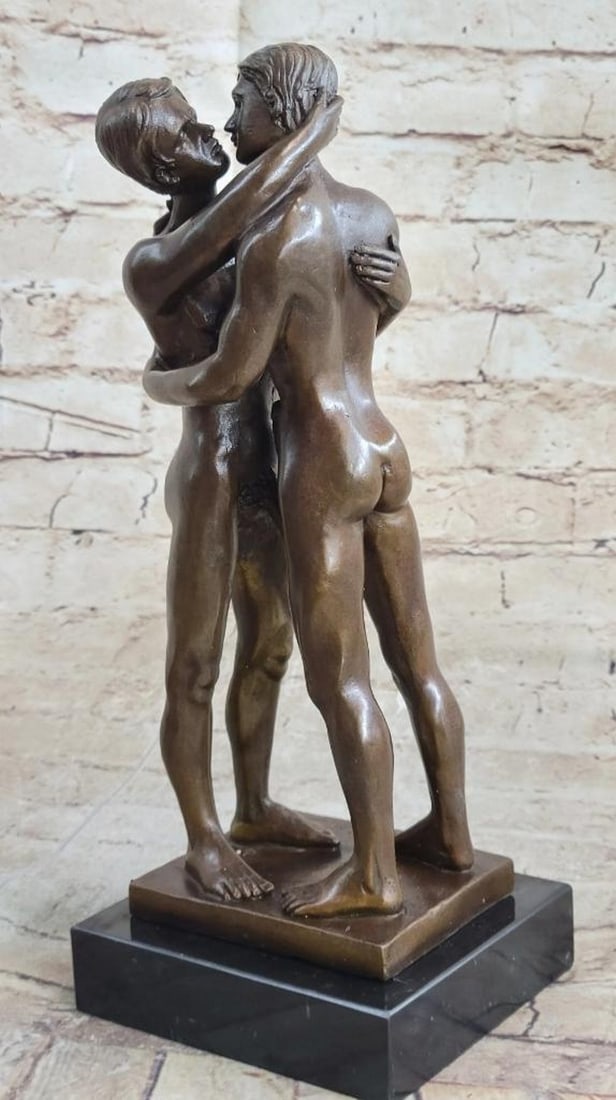 Love Unbound Gay Original Bronze Sculpture by Mario Nick - 12" x 5": Love Unbound Gay Original Bronze Sculpture by Mario Nick - 12" x 5" This expressive sculpture beautifully encapsulates love, freedom, and authenticity, depicting two men in a flirtatious