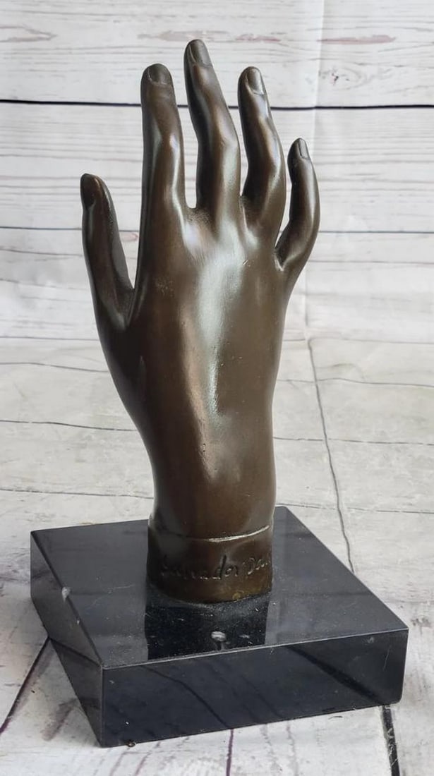 Graceful Hand Bronze Sculpture Inspired by Salvador Dali on Marble Base - 9" x 4.5": Graceful Hand Bronze Sculpture Inspired by Salvador Dali on Marble Base - 9" x 4.5" Immerse yourself in the captivating allure of Salvador Dali's artistic brilliance with this