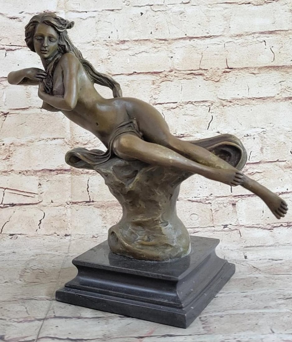 Charpentier Inspired Tasteful Nude Woman Bronze Sculpture - 11" x 14": Charpentier Inspired Tasteful Nude Woman Bronze Sculpture - 11" x 14" The Beautiful Nude Woman Lays On The Her Right Side, Suspended In The Air, As If Her Support Was Removed From Underneath