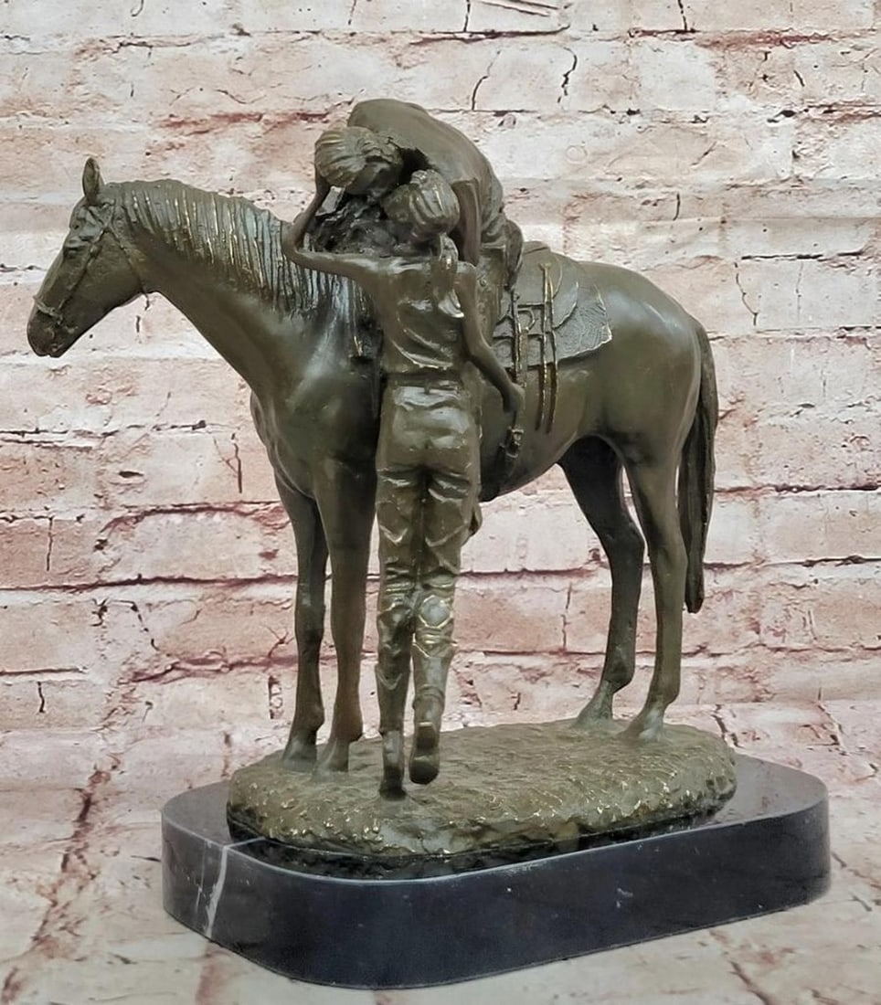 Original Bronze Sculpture of a Cowboy and His Beloved - 12" x 12": Original Bronze Sculpture of a Cowboy and His Beloved - 12" x 12" This signed limited edition bronze sculpture by Aldo Vitaleh captures a tender moment between a cowboy and his beloved. Handcr