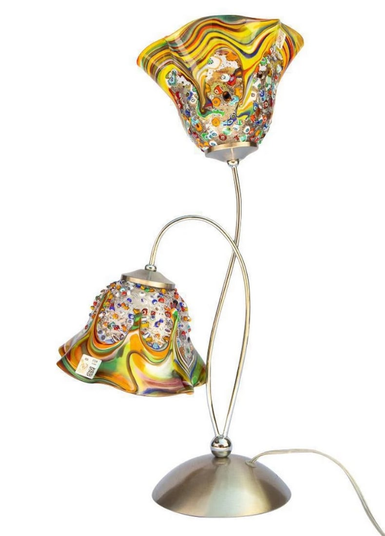 Murano Glass Punk Table Lamp: Murano Glass Punk Table Lamp This table lamp is handcrafted using the glass blowing technique and features exquisite millefiori and genuine silver leaf accents. It's perfect for enhancing tables o