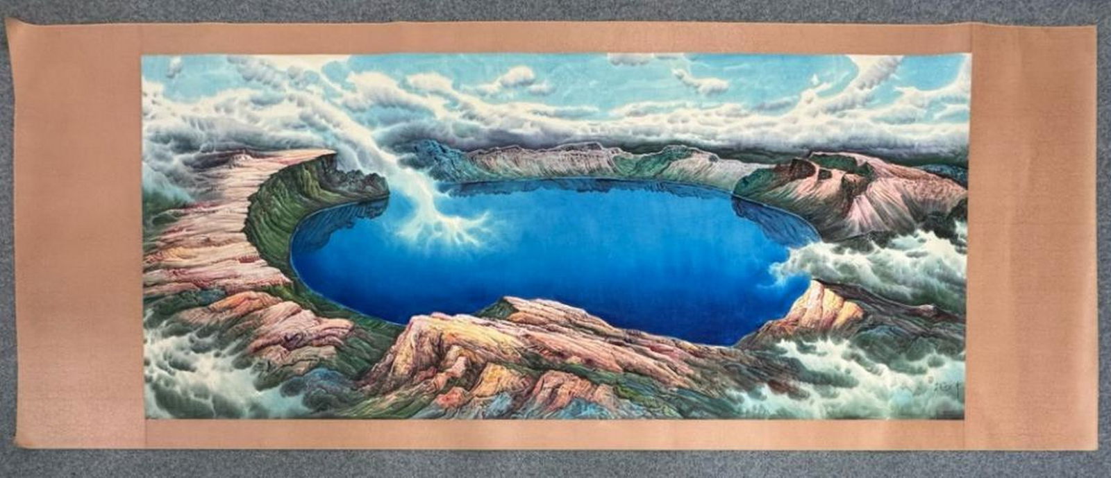 Wu Guanzhong Inspired Hand-Painted “Auspicious Sky Lake?? Landscape on Paper: Wu Guanzhong Inspired Hand-Painted “Auspicious Sky Lake” Landscape on Paper An inspired paper painting in the style of Wu Guanzhong (1919–2010), celebrated for his fusion of traditional Chi