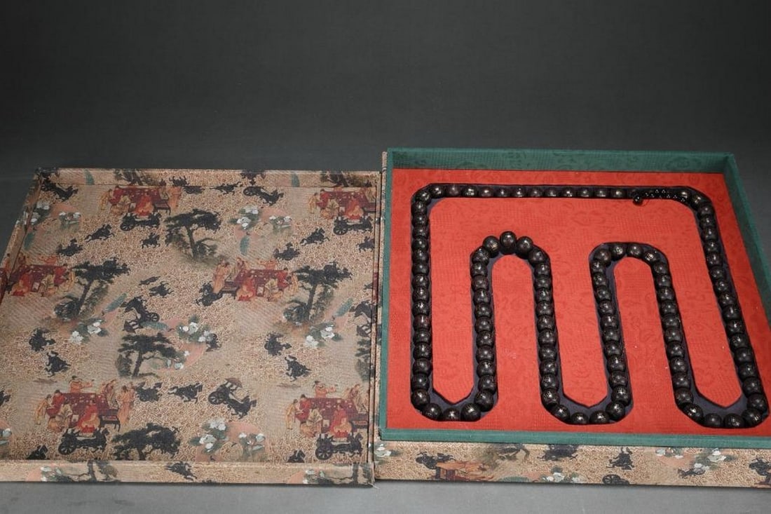 Inspired Palace Heritage Agarwood Necklace – 108 Beads: Inspired Palace Heritage Agarwood Necklace – 108 Beads This antique agarwood necklace inspired from an old palace collection features 108 meticulously carved beads, prized for their rich, aromatic