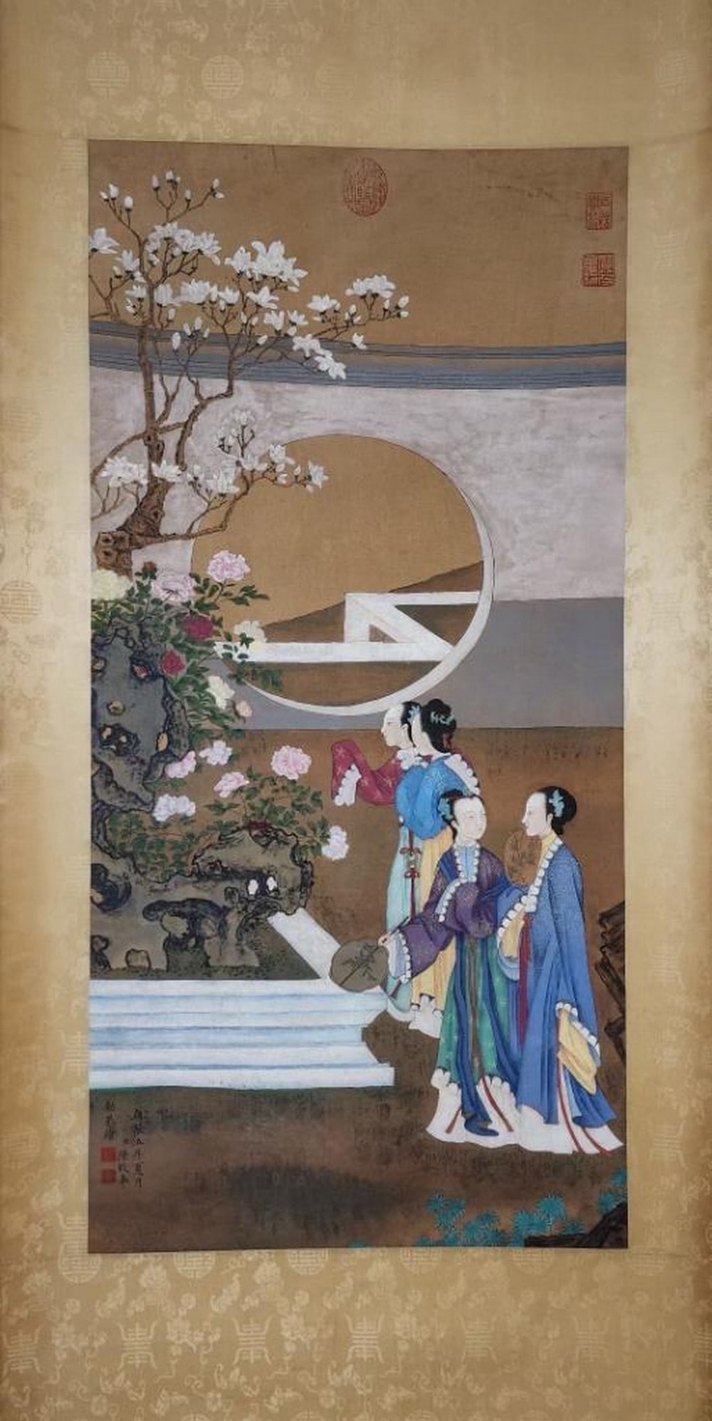 Chen Mei Inspired Hand-Painted Storytelling Scroll on Silk: Figurative Art (1 of 9)