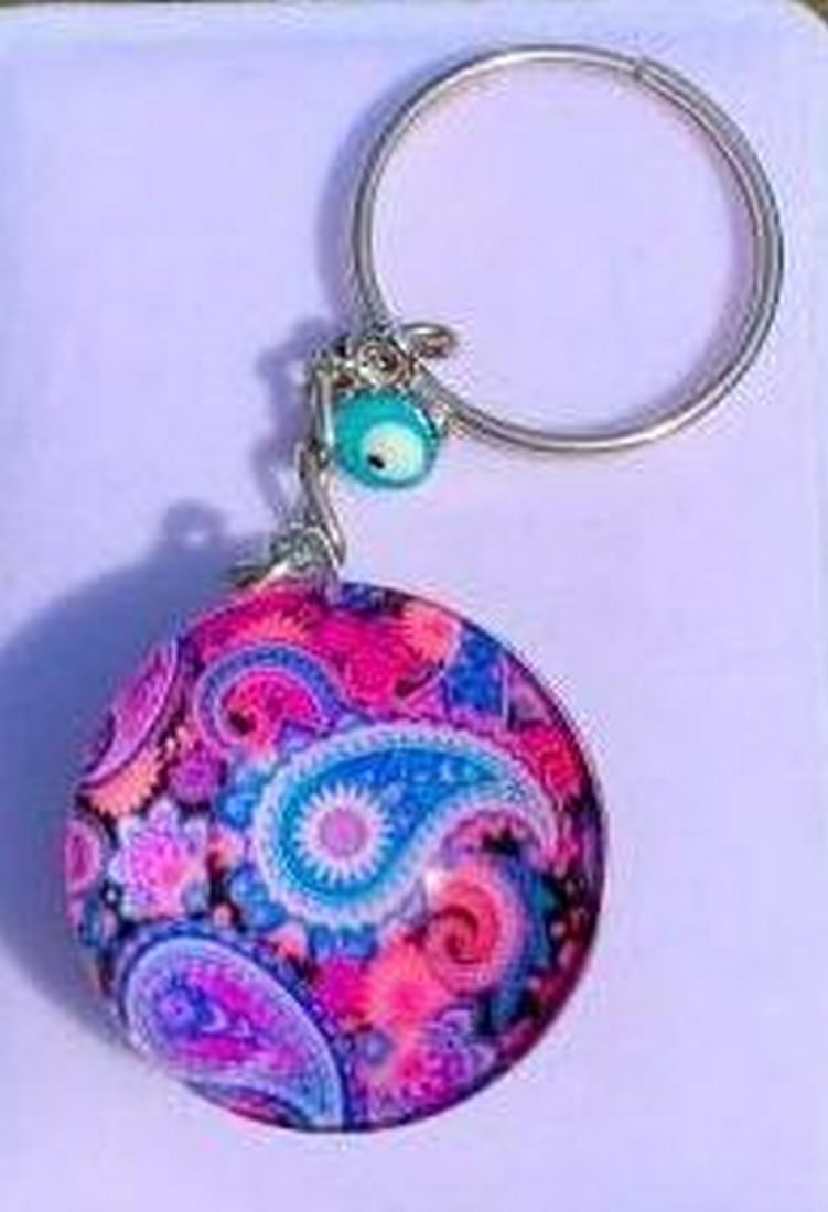 Double-Sided Floral & Patterned Keychain - 4