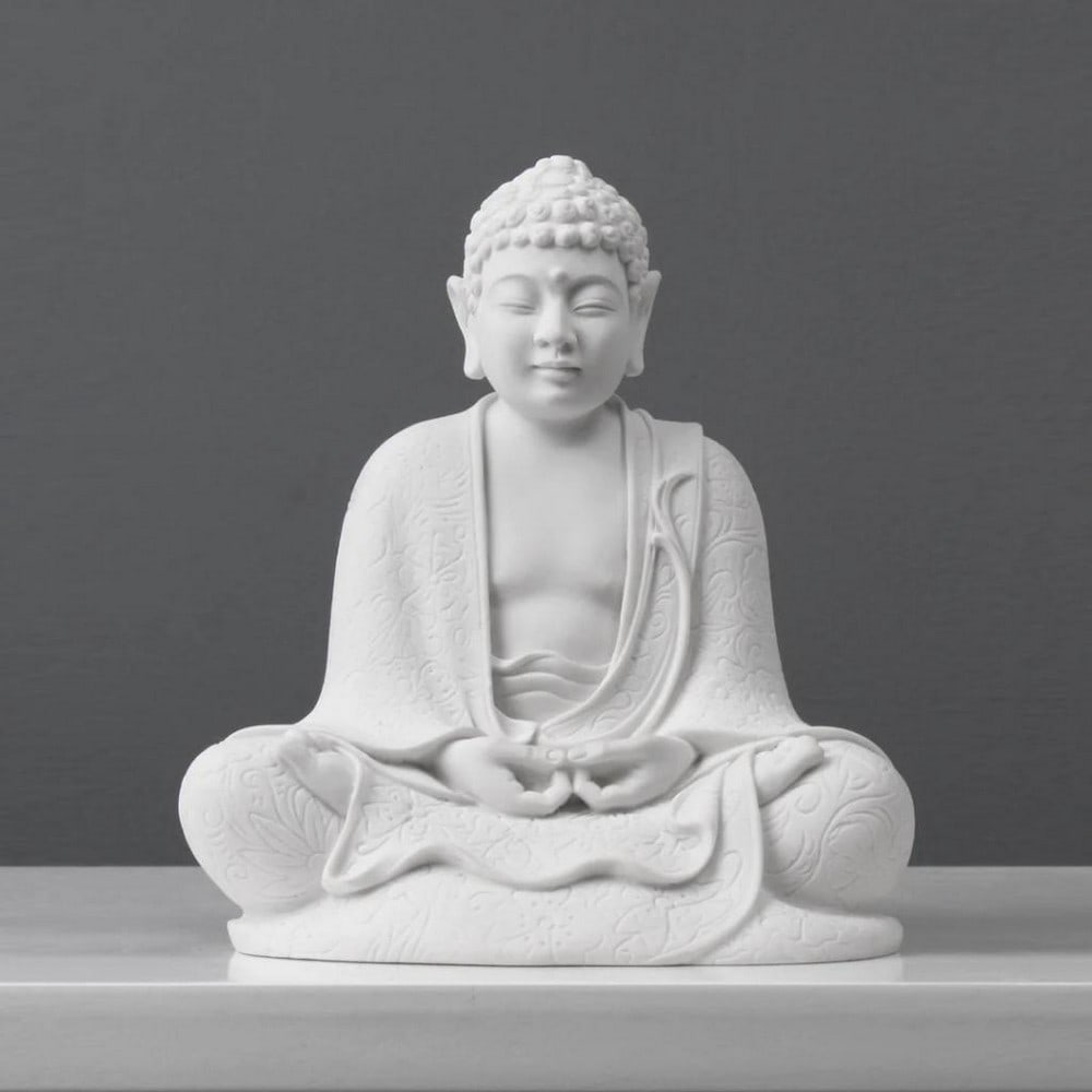 White Carrara Marble Sitting Buddha Sculpture (1.5lbs): White Carrara Marble Sitting Buddha Sculpture (1.5lbs) This Buddha statue is a small size statuette of Siddhattha Gotama the philosopher, mendicant, meditator, spiritual teacher, and religious leader