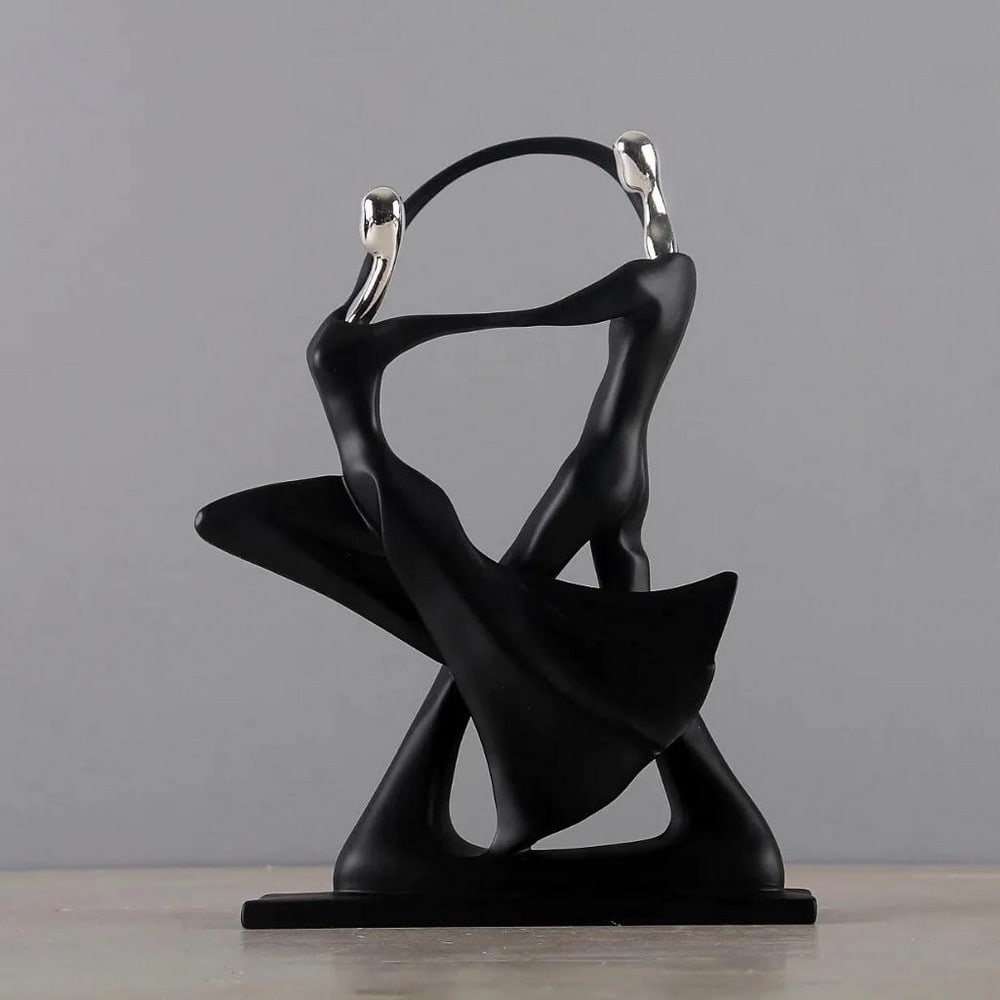 11" Abstract Couple Dance Sculptures: 11" Abstract Couple Dance Sculptures Immerse your space in the enchanting allure of our Abstract Couple Dance Sculptures, where artistry meets emotion in a captivating display of form and