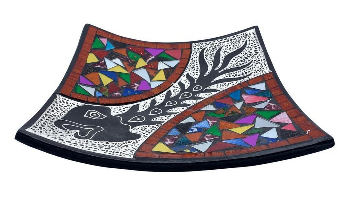 Colourful Mosiac Patterned Decorative Plate - 2