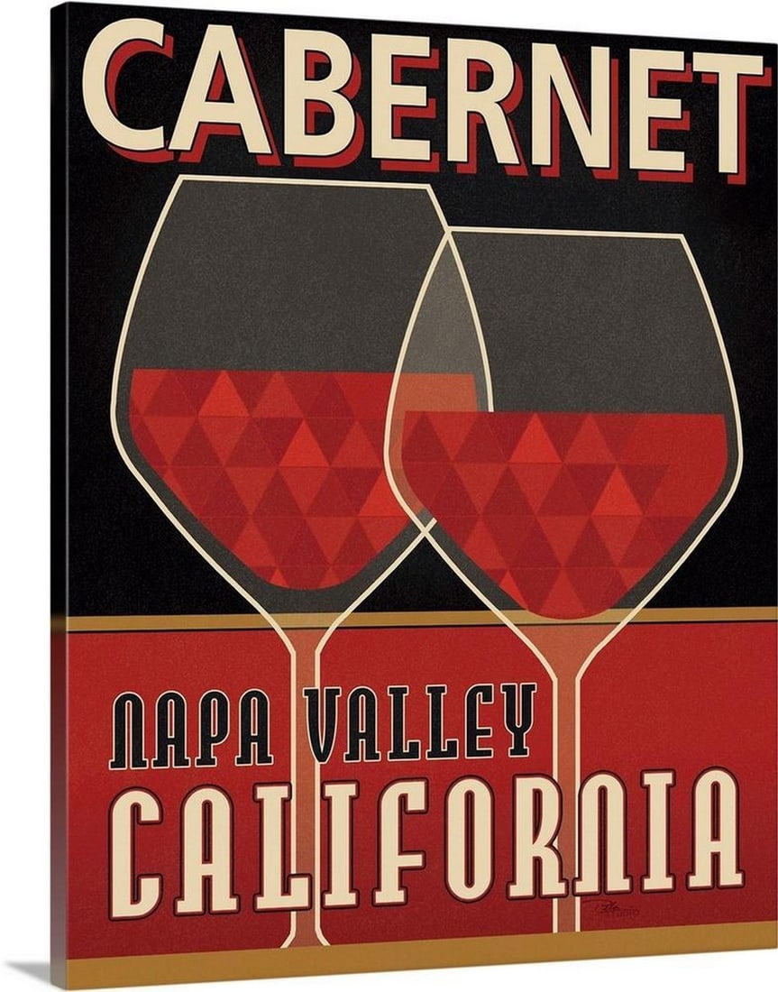 Cabernet Canvas Reproduction: Cabernet Canvas Reproduction Contemporary wall art depicting a stylized bottle of Cabernet wine. The design combines bold lines and rich tones, creating a modern interpretation of a classic subject.