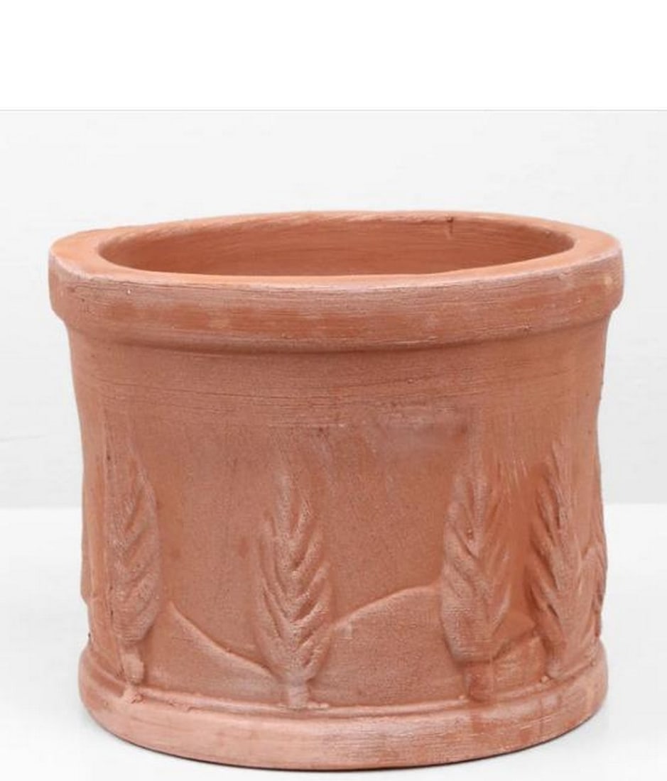 Small Terracotta Round Vase: Small Terracotta Round Vase. This Small Terracotta Round Vase is crafted from traditional Italian terracotta, showcasing the timeless appeal of natural clay. Made from safe, durable materials, it add