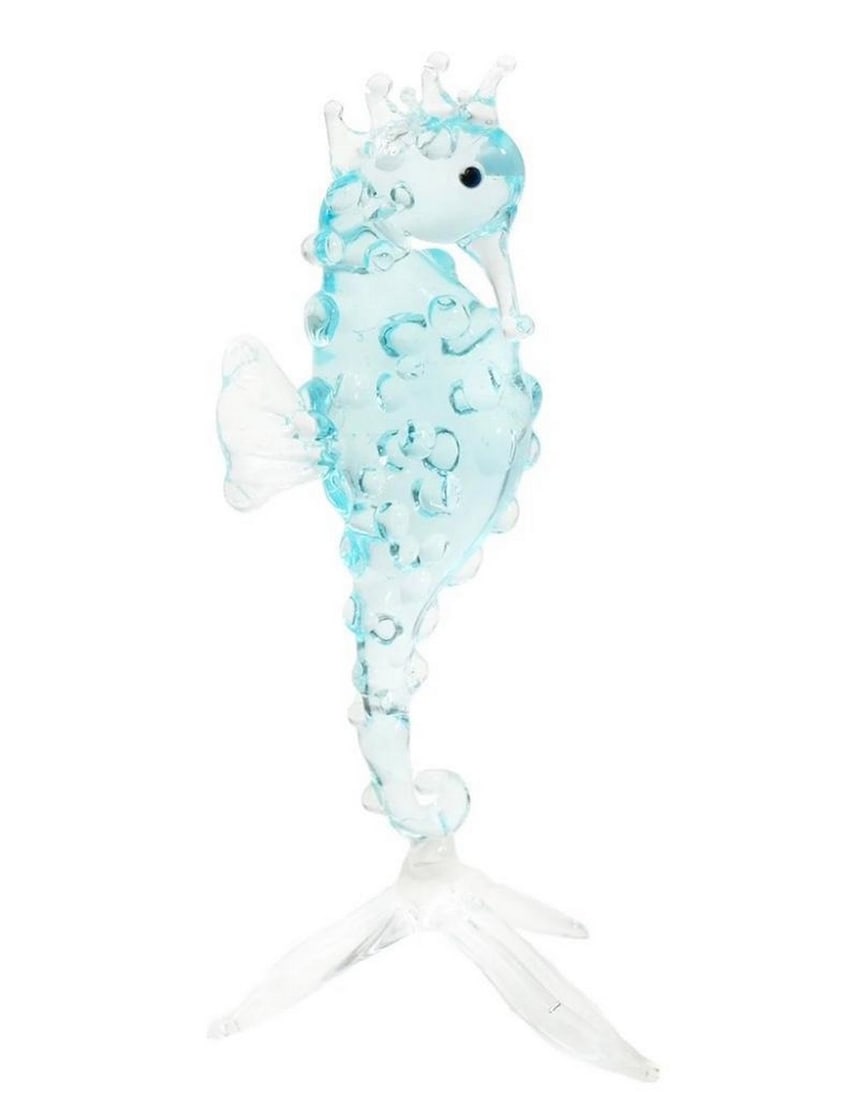 Light Blue Seahorse Murano Glass Sculpture (1 of 3)