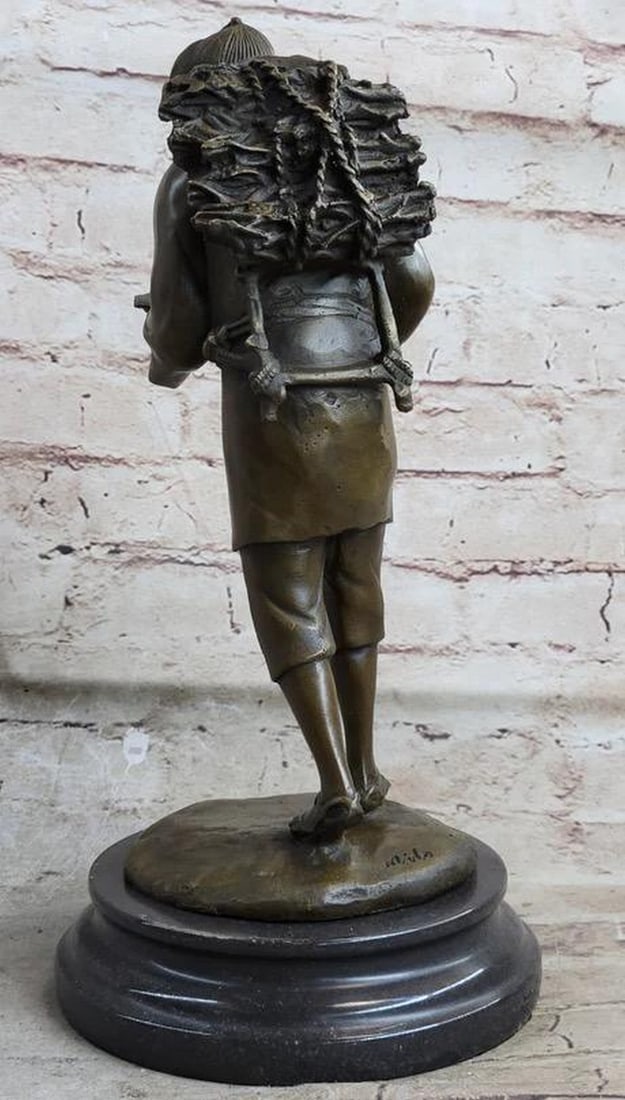 Chinese Boy Traveling to School Bronze Sculpture - 12" x 6.5": Chinese Boy Traveling to School Bronze Sculpture - 12" x 6.5" Immerse yourself in the tranquil depiction of a young Asian boy walking to school, epitomizing tradition and cultural heritage.