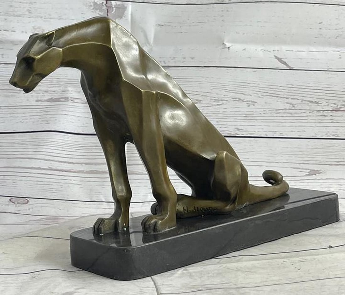 Henry Moore Modern Abstract Jaguar Panther Cougar Lion Bronze Sculpture on Marble Base - 10" x 12": Henry Moore Modern Abstract Jaguar Panther Cougar Lion Bronze Sculpture on Marble Base - 10" x 12" Enrich your surroundings with the Henry Moore Modern Abstract Bronze Sculpture, a captivatin