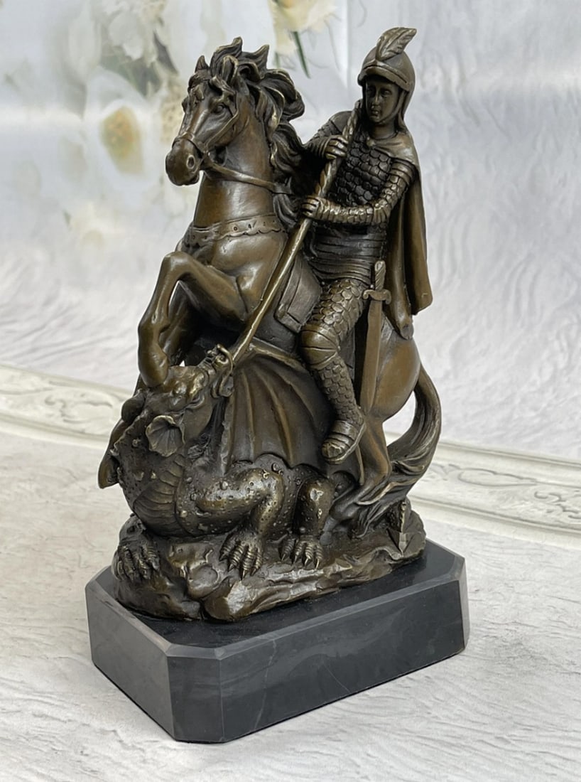 Saint George and Dragon Bronze Sculpture: Saint George and Dragon Bronze Sculpture This astonishing piece of saint George and the dragon is a work of art and a one of a kind. Beautifully made with amazing details this sculpture is a histori