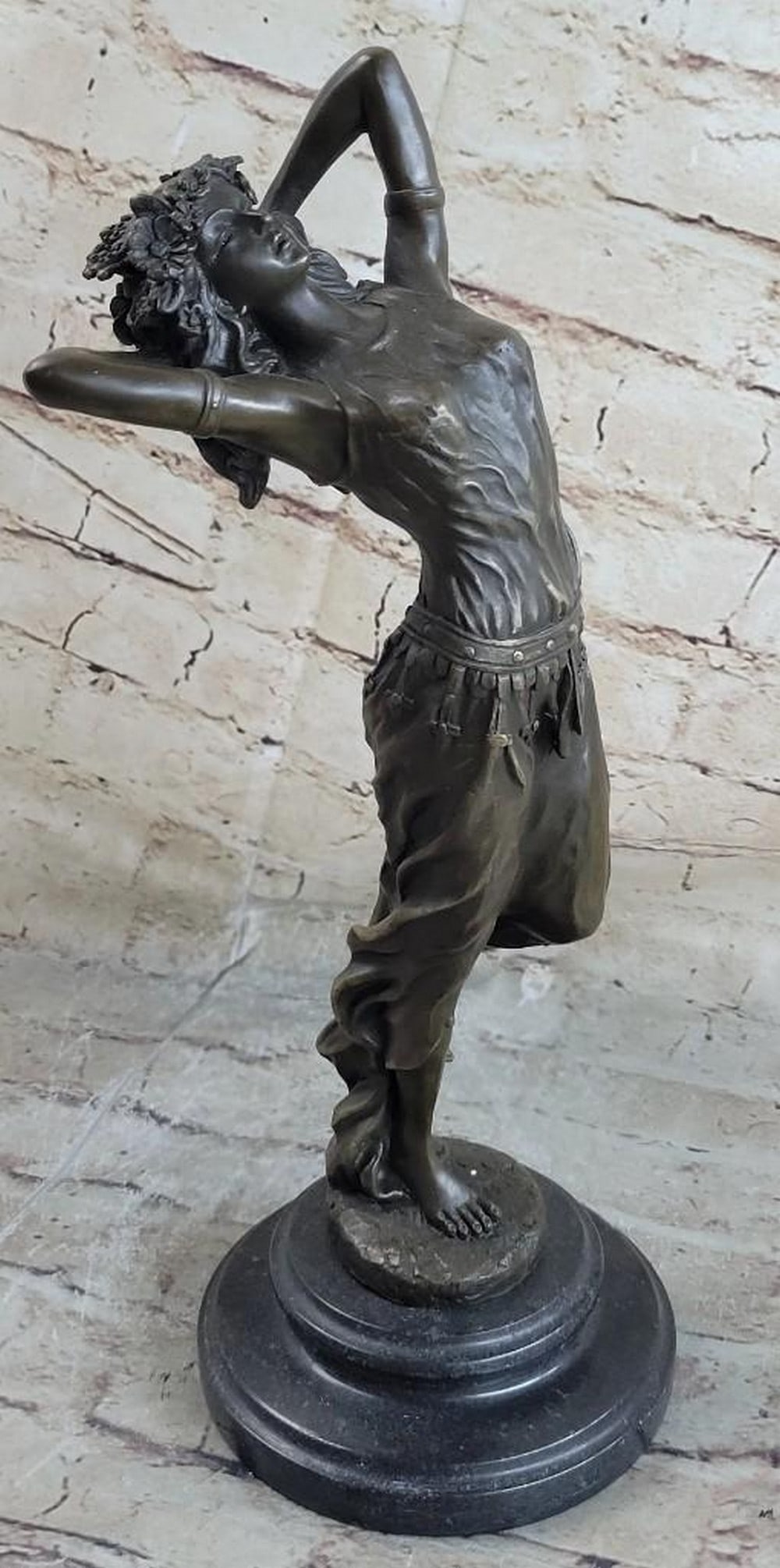 Original Persian Goddess Bronze Sculpture: Original Persian Goddess Bronze Sculpture This lovely original sculpture of a Persian woman Standing gracefully and dancing. She is really concentrated in the music instrument playing in radio ,she c