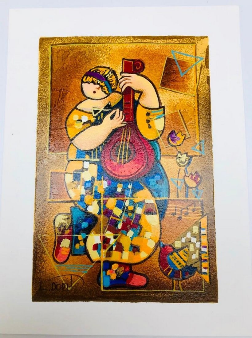Dorit Levi 'Banjo Song' Limited Edition Serigraph 51/60 Hand Signed Painting Letter Of Authenticity (1 of 5)