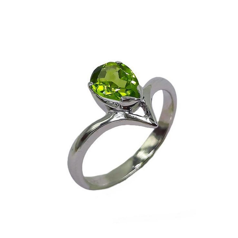 Peridot Pointed Sterling Silver Ring - 2
