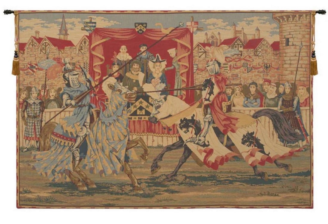 Jousting Knights: Medieval Lists European Wall Tapestry (1 of 2)