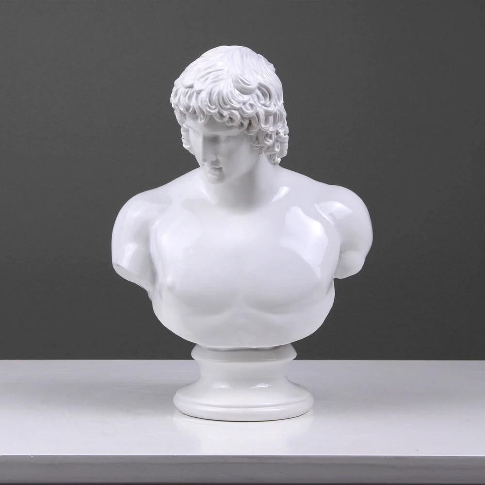 White Resin Sculpture of the Antinous Bust (1 of 8)